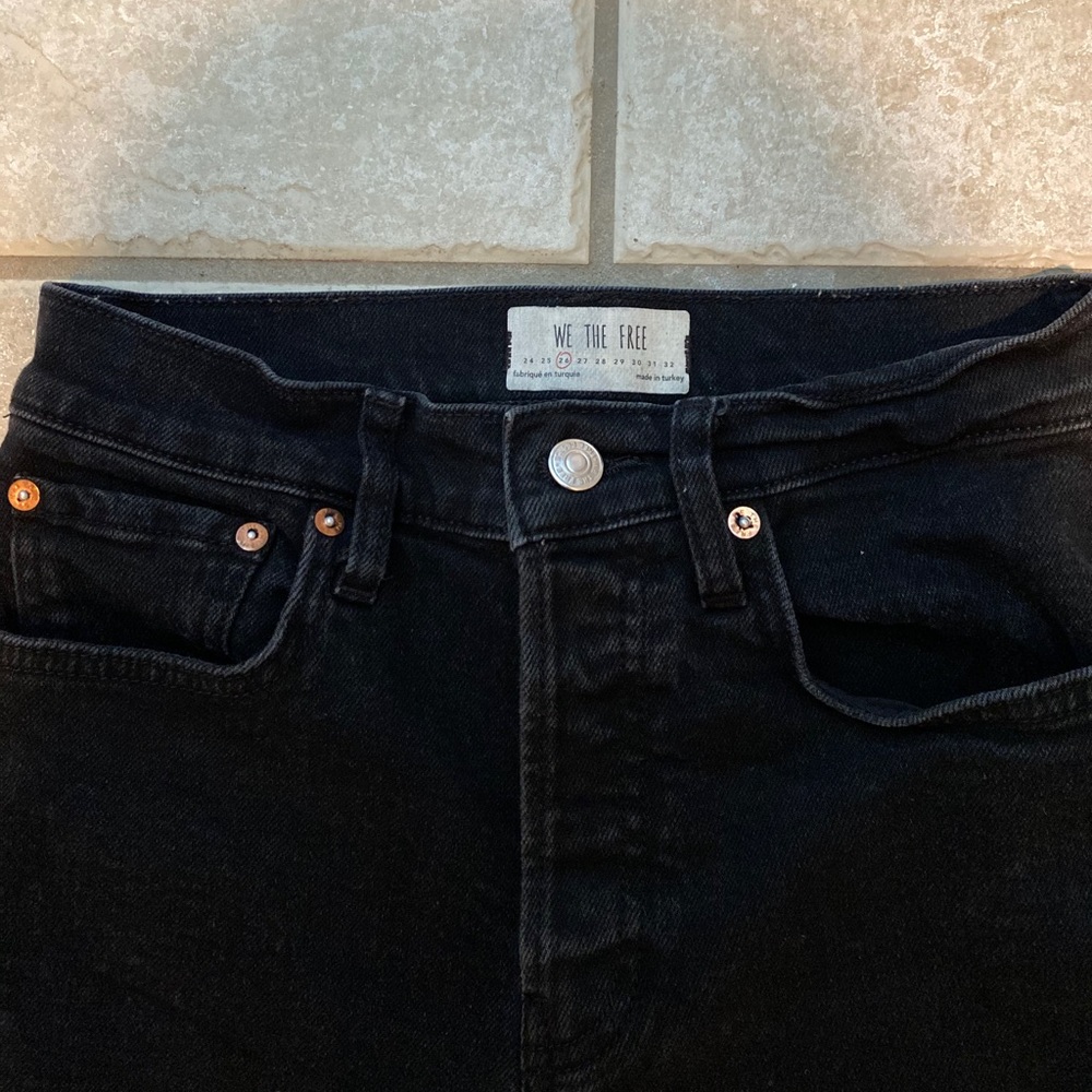 Free People Black Denim Straight Jeans